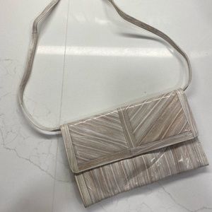 Vintage cream eel clutch/shoulder handbag